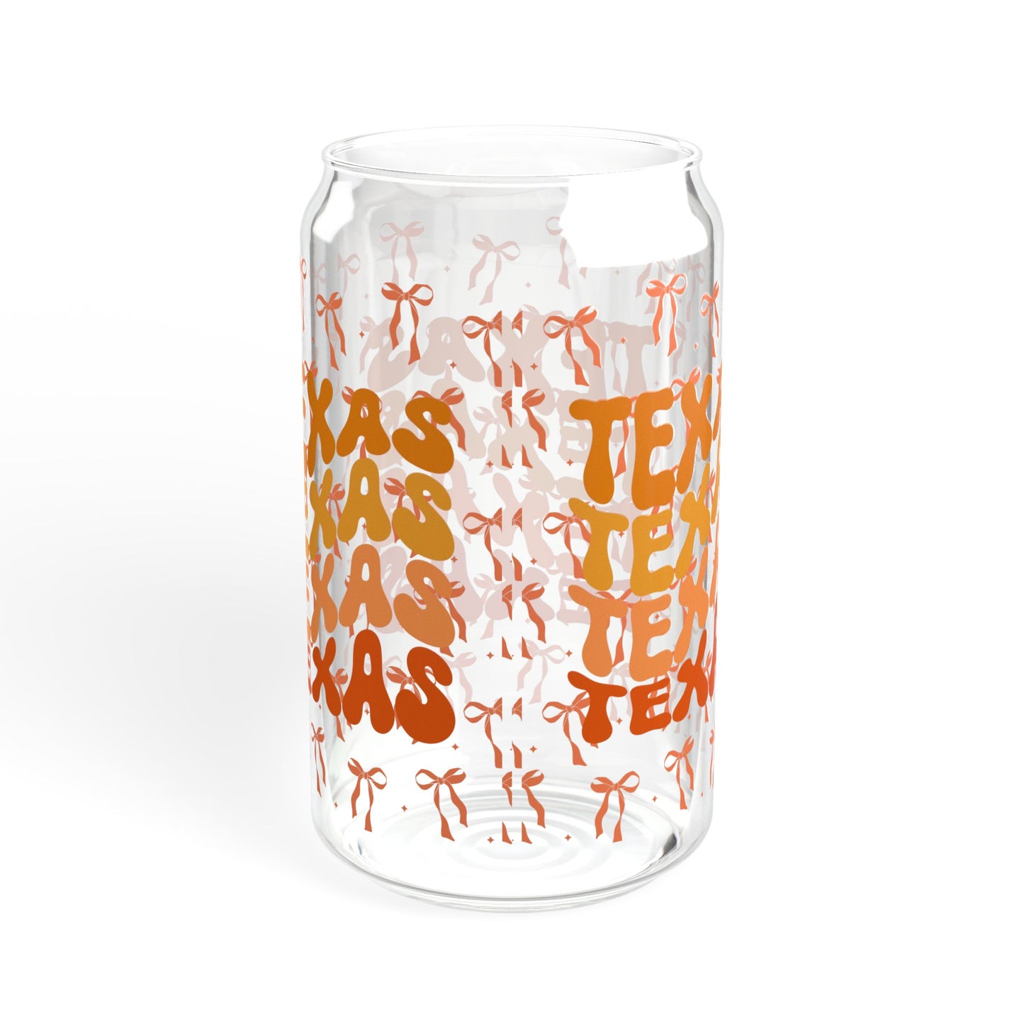 Coquette Bow Texas Sipper Glass, 16oz | Unique Glass Drinkware, Personalized Gift, Summer Party Essential, Texan Pride Mug, Longhorns, Graduation Gift
