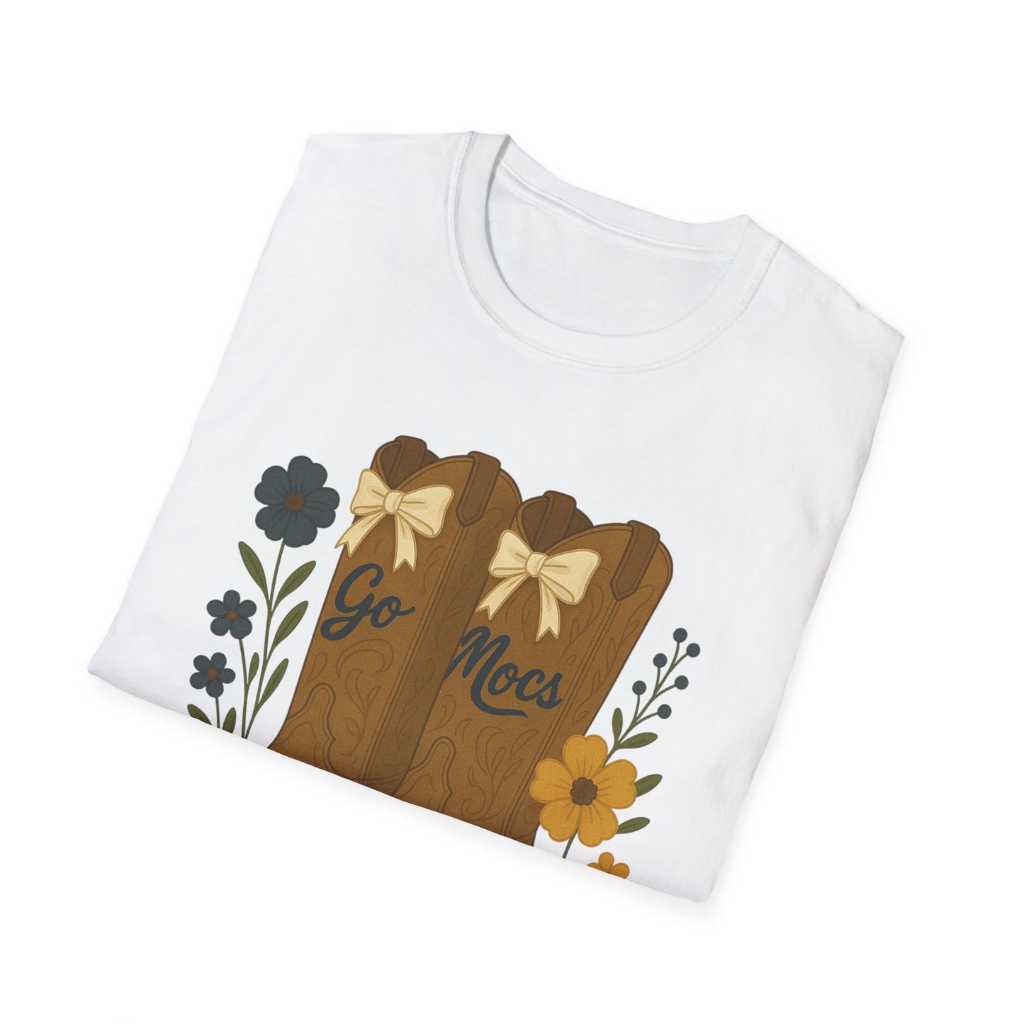 Chatt Mocs Coquette Cowgirl Boot Floral T-Shirt - Go Mocs Design, Casual Wear, Gift for Cowgirls, Western Style, Country Fan Clothing, Go Mocs, chatt tn game day, graduation gift