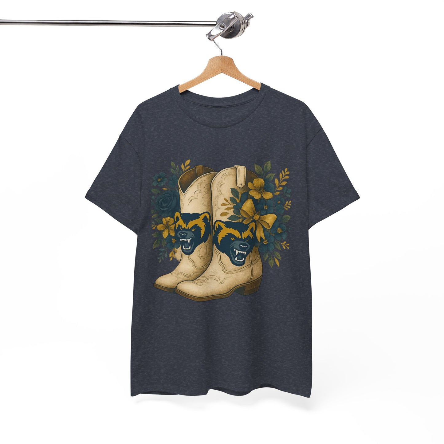 Graphic Tee - Michigan Wolverines Maize and Blue Country Chic Floral Cowboy Boots Vintage Style Shirt