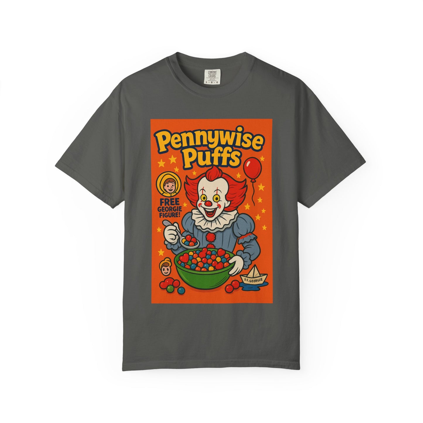 Pennywise Puffs T-Shirt | Unisex Graphic Tee for Horror Fans, Perfect for Halloween, Movie Nights, Gifts, Cosplay
