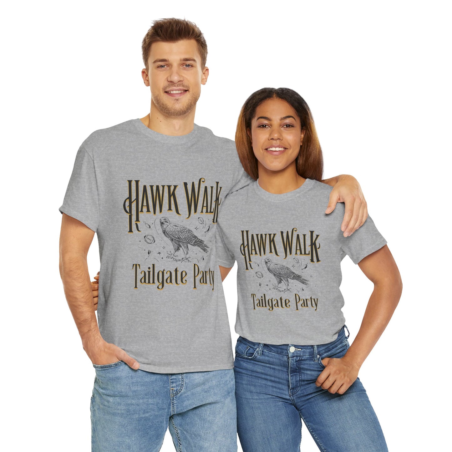 Hawk Walk Tailgate Tee, Unisex Cotton Shirt, Outdoor Event T-Shirt, Festival Wear, Bird Lover Gift, Sports Gathering Apparel