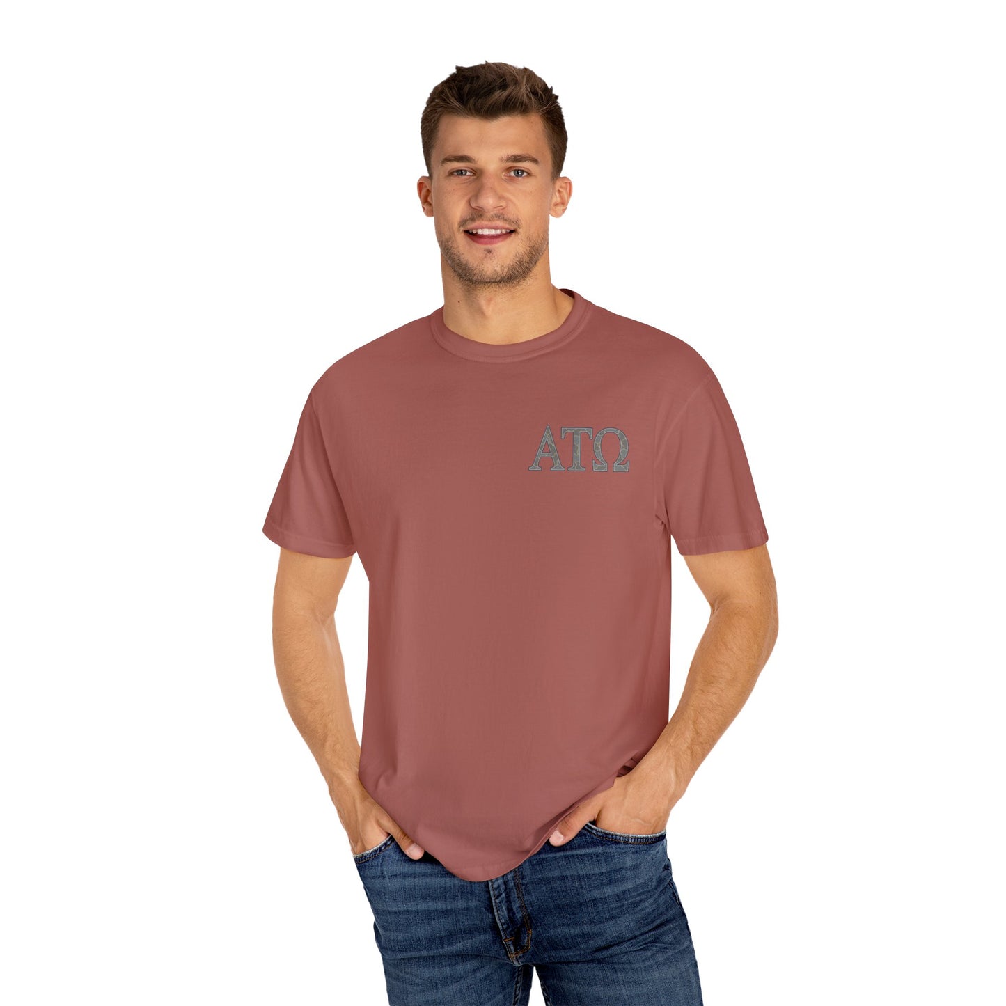 AlphaTauOmega Garment-Dyed T-shirt | Unisex Casual Tee for Fraternity Events, Gifts, College Life, Brotherhood, Greek Life