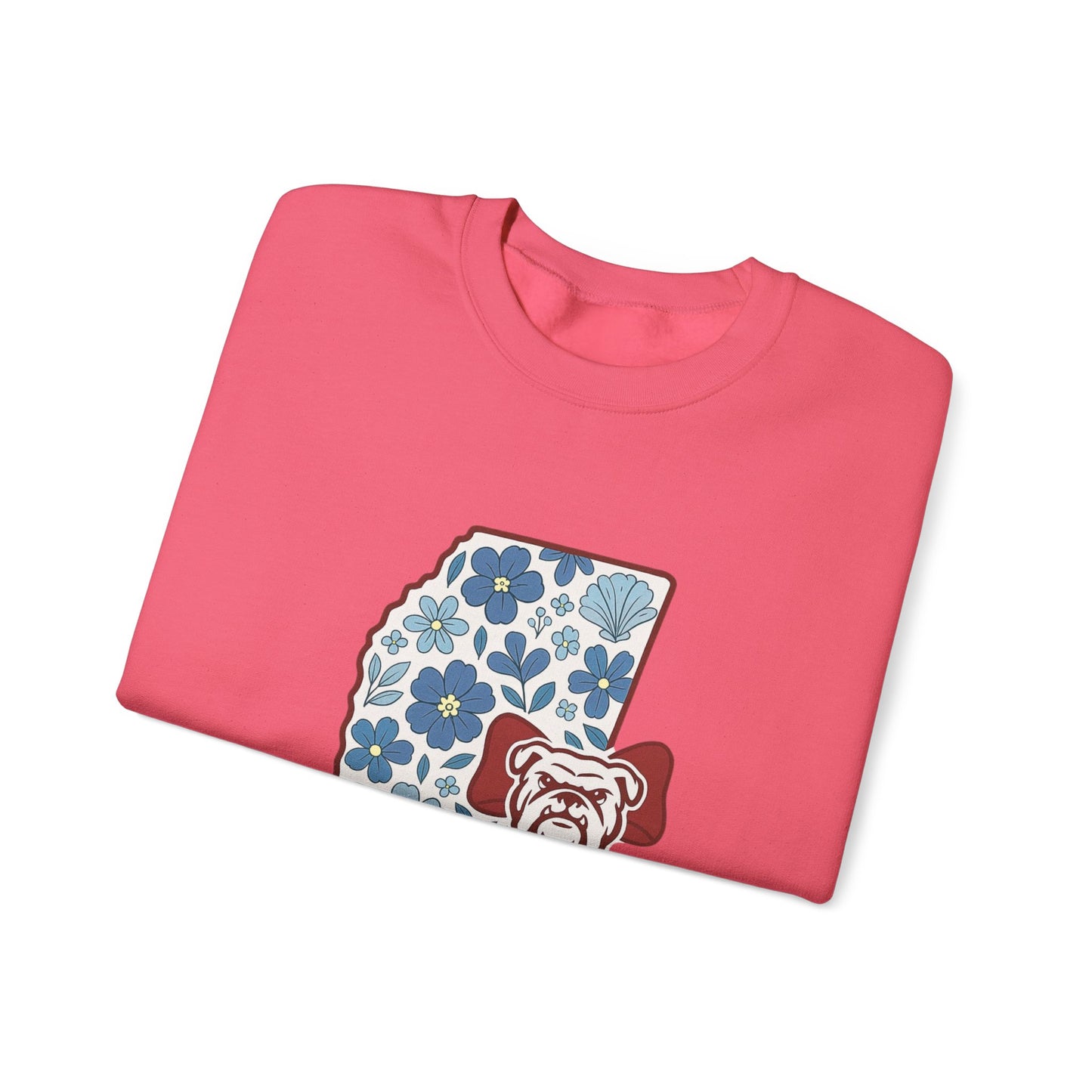 Mississippi Flower Bulldog Crewneck Sweatshirt, Cozy Sweatshirt for Fall, Gift for Dog Lovers, College Apparel, Casual Fashion
