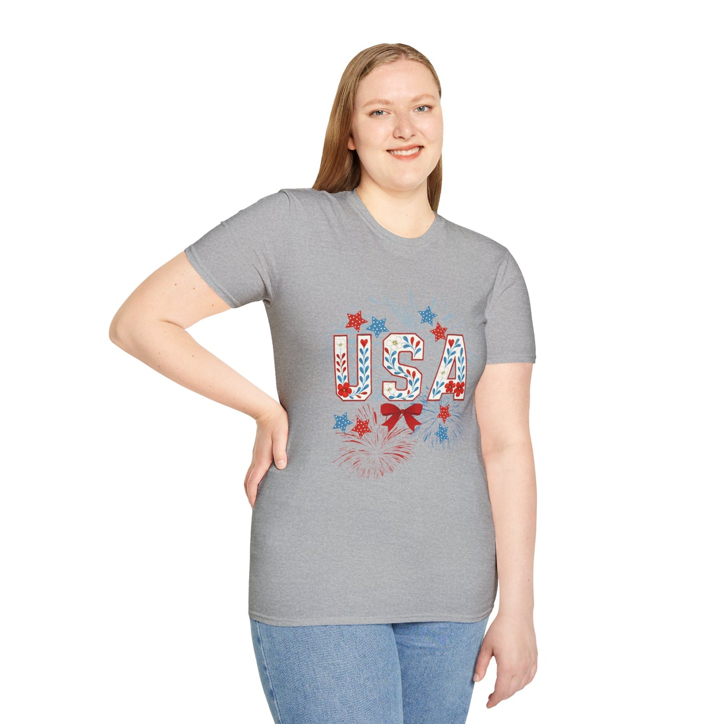 Patriotic USA Fireworks T-Shirt, 4th of July Tee, Unisex Graphic Shirt, Independence Day Apparel, Stars and Stripes Clothing