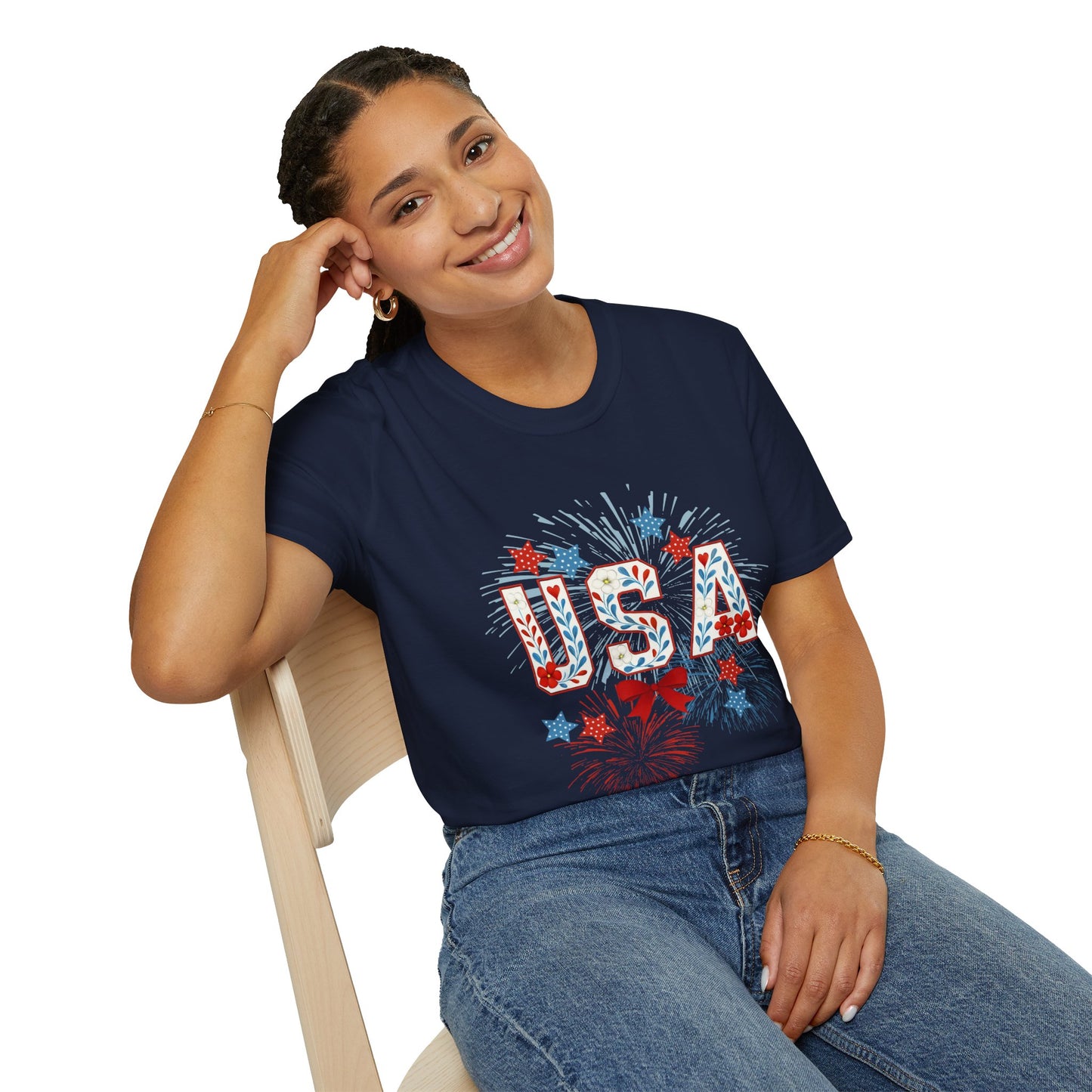 Patriotic USA Fireworks T-Shirt, 4th of July Tee, Unisex Graphic Shirt, Independence Day Apparel, Stars and Stripes Clothing