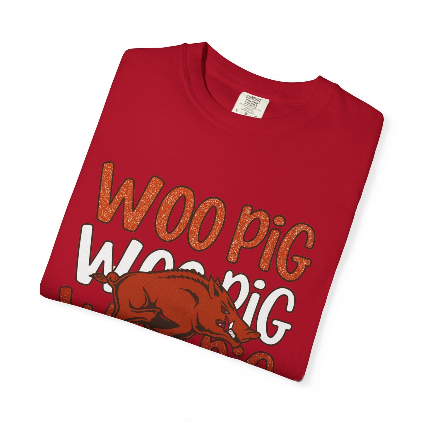 Woo Pig Garment-Dyed T-Shirt, Unisex Tee, Arkansas Pride Shirt, Casual Everyday Wear, College Game Day Tee, Fun Graphic Tee