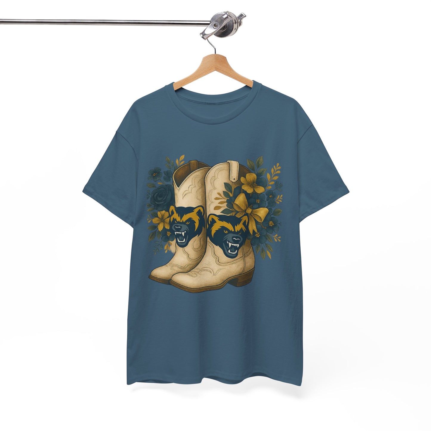 Graphic Tee - Michigan Wolverines Maize and Blue Country Chic Floral Cowboy Boots Vintage Style Shirt