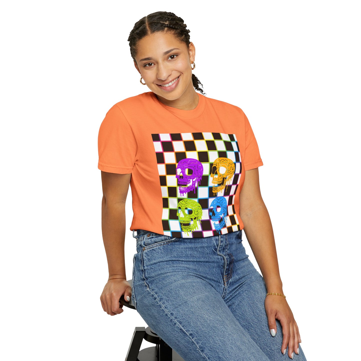 Vibrant Skull Graphic T-Shirt, Unisex Tee, Halloween Outfit, Alternative Fashion, Festival Wear, Casual Street Style