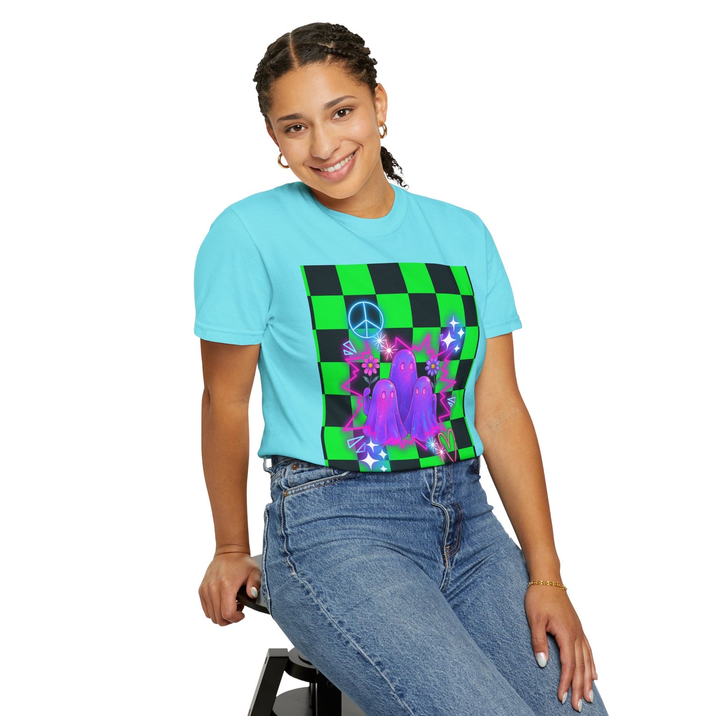 Vibrant Ghost Graphic Tee, Unisex T-shirt, Retro Vibe Shirt, Perfect for Halloween, Party Wear, Casual Style, Unique Gift