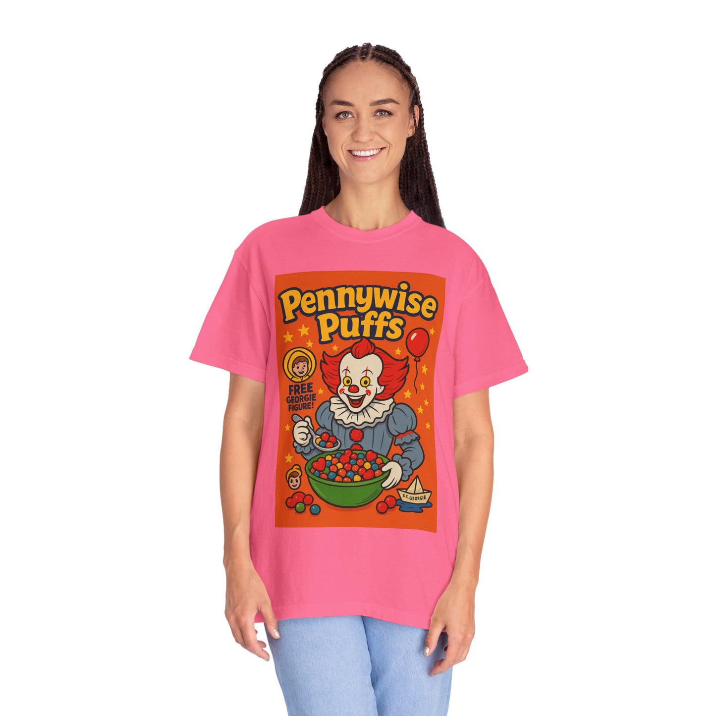 Pennywise Puffs T-Shirt | Unisex Graphic Tee for Horror Fans, Perfect for Halloween, Movie Nights, Gifts, Cosplay
