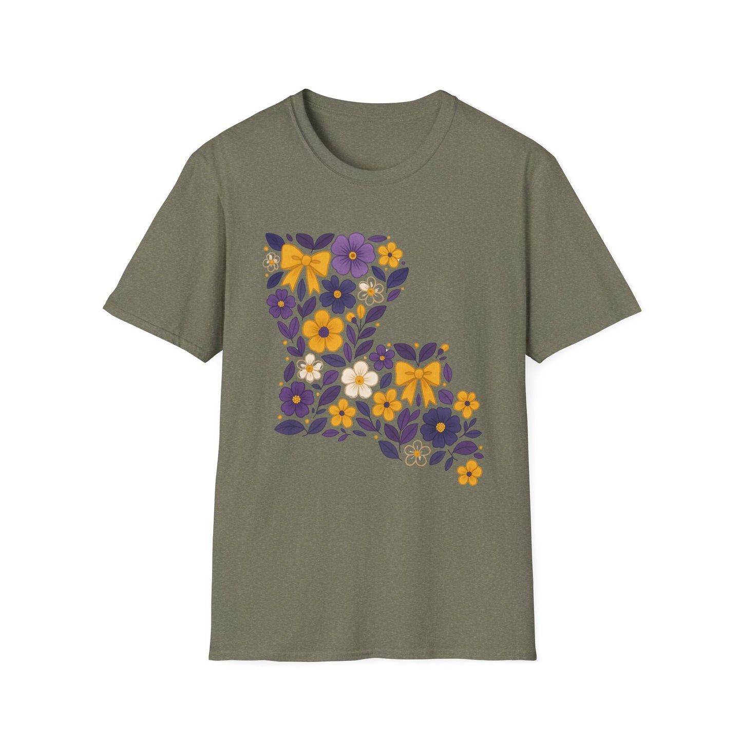 Louisiana Floral Graphic Tee, Casual Unisex T-Shirt, Spring Fashion, Gift for Nature Lovers, Summer Outfit, Southern Pride