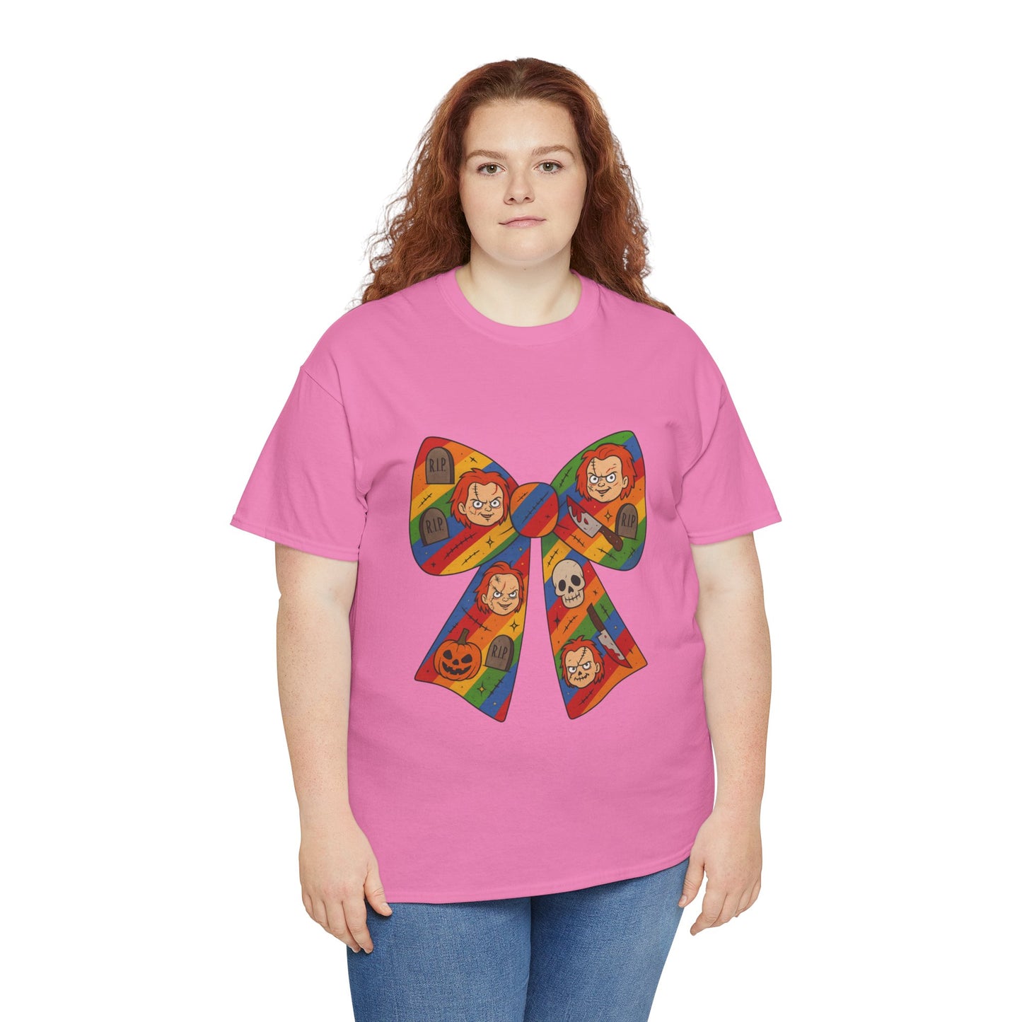 Colorful Halloween Bow Tee, Fun Costume T-Shirt, Halloween Party Shirt, Unisex Graphic Tee, Cozy Everyday Wear, Unique Gift Idea