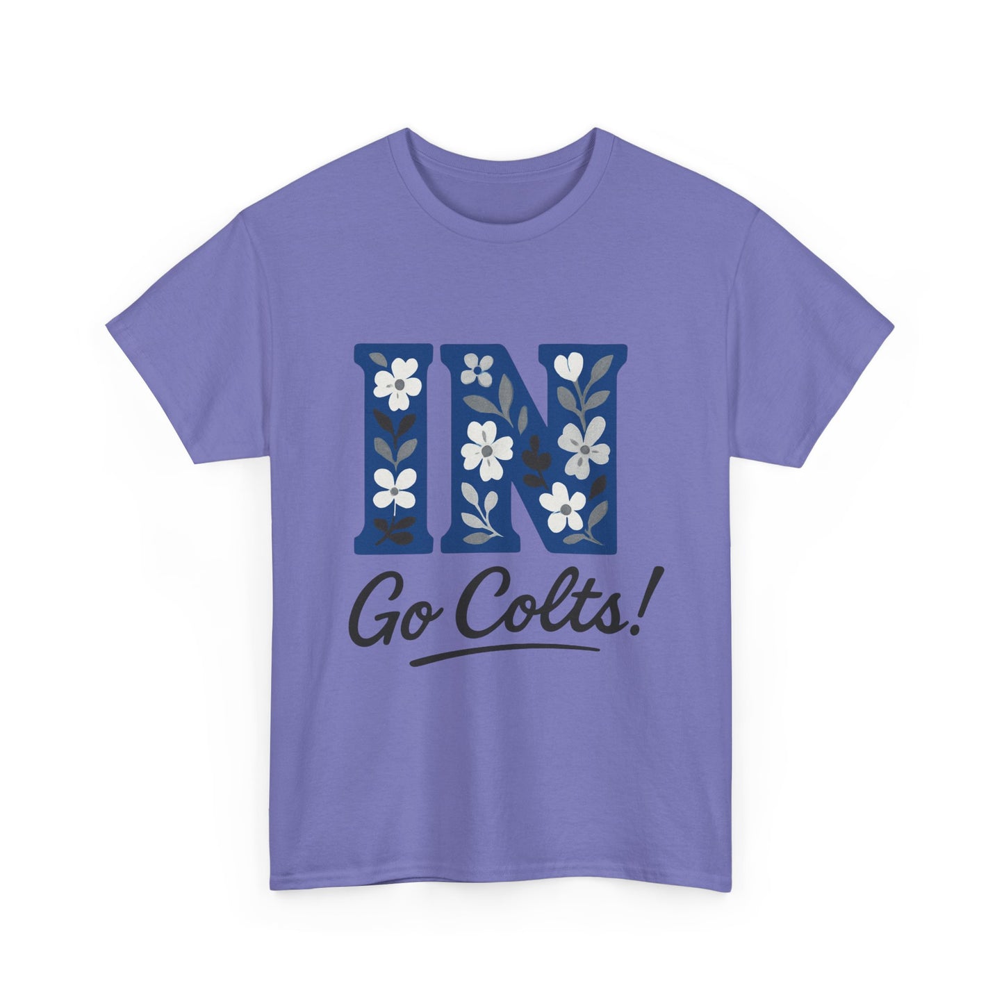 Floral Colts Tee | Unisex Heavy Cotton Tee for Sports Fans, Indiana Pride