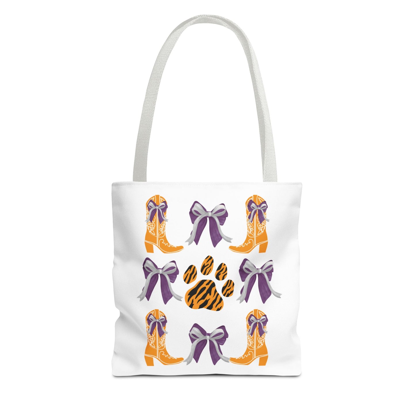 SC Clemson Coquette Bow Tiger Print Tote Bag, Go Tigers, SC Game Day, Clemson, SC, College Student Gift, Graduation Gift, SC Tigers Fan, Clemson Alumni