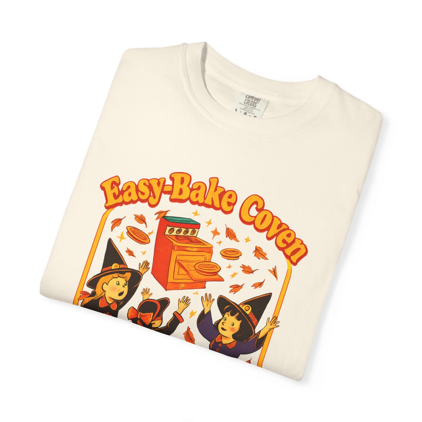 Halloween Witch T-Shirt, Unisex Garment-Dyed Shirt, Easy-Bake Coven Tee, Spooky Season Apparel, Cute Witch Design