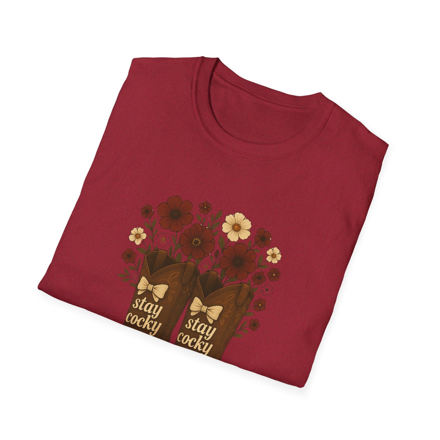 Sc stay cocky coquette t-shirt, Lucky Cowboy Boots T-Shirt, Country Style Tee, Floral Graphic Shirt, Gift for sc fan, go gamecocks, sc game day, graduation gift, college student gift