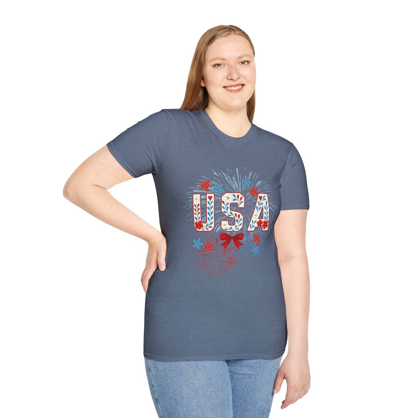 Patriotic USA Fireworks T-Shirt, 4th of July Tee, Unisex Graphic Shirt, Independence Day Apparel, Stars and Stripes Clothing