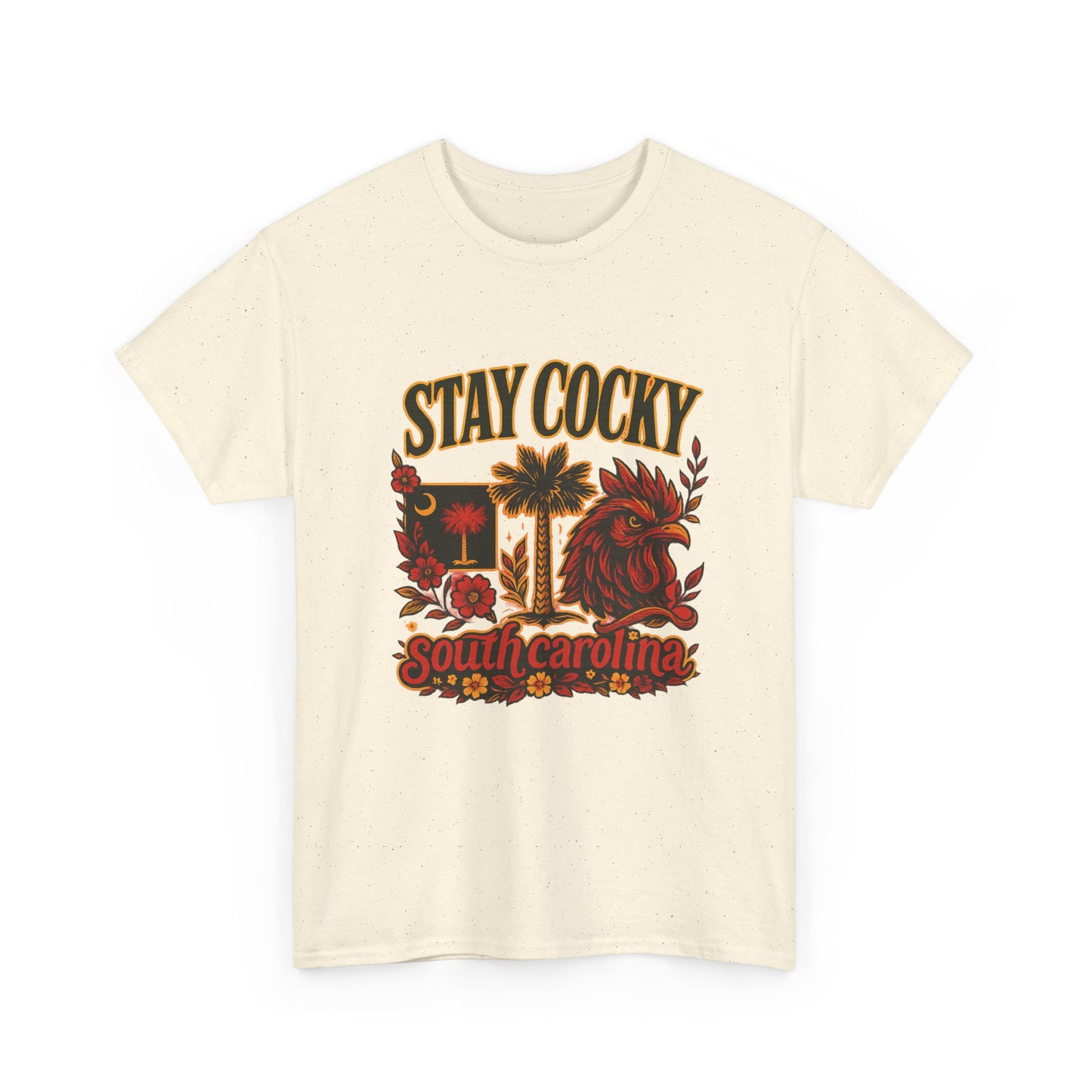 Stay Cocky Unisex Heavy Cotton Tee, Casual Graphic Tee, South Carolina Pride Shirt, Fun Vacation Wear, Perfect Gift for Gamecocks Fans