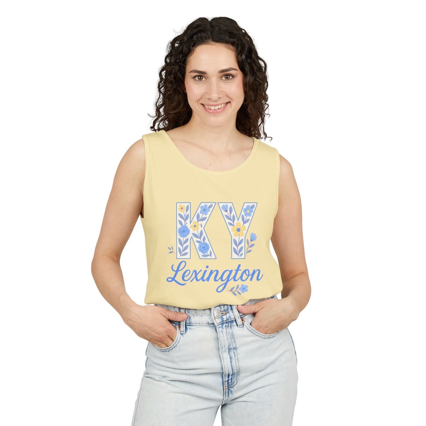Kentucky Floral Letter Tank Top, Summer Tank, Cute Souvenir, Unisex Summer Apparel, Gift for Her, Comfort Colors, Graduation Gift