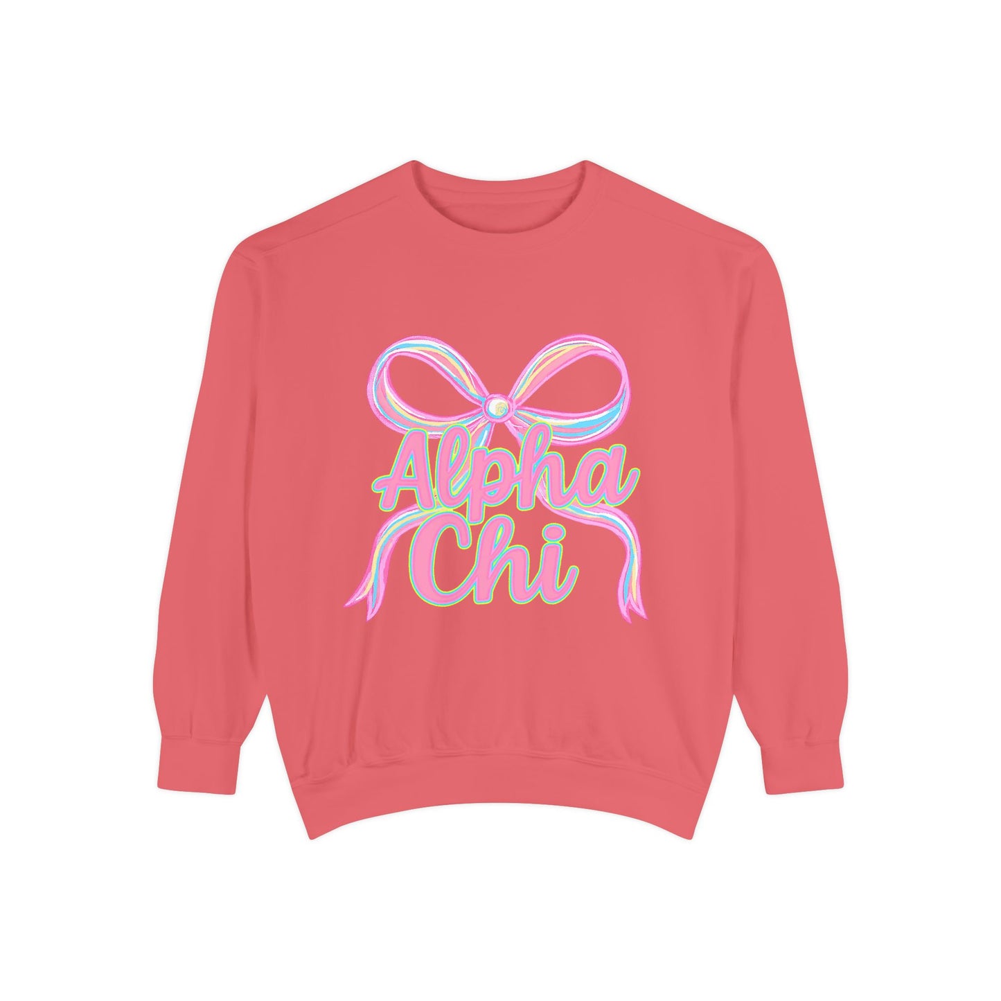 AlphaChi Garment-Dyed Sweatshirt, Sorority Sweatshirt, Personalized Gift, College Apparel, Comfortable Crewneck, Trendy Fashion