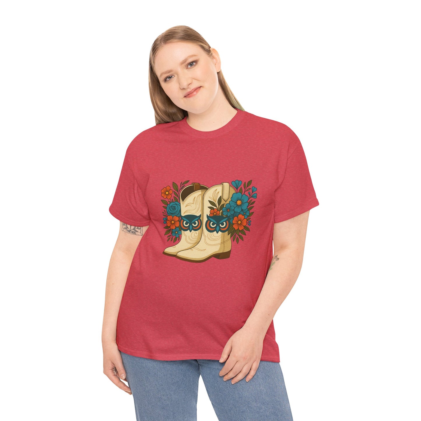 Floral Cowboy Boots Tee, Perfect for Country Music Lovers, Western Style Gift, Casual Outfit, Boho Fashion, Farmhouse Decor