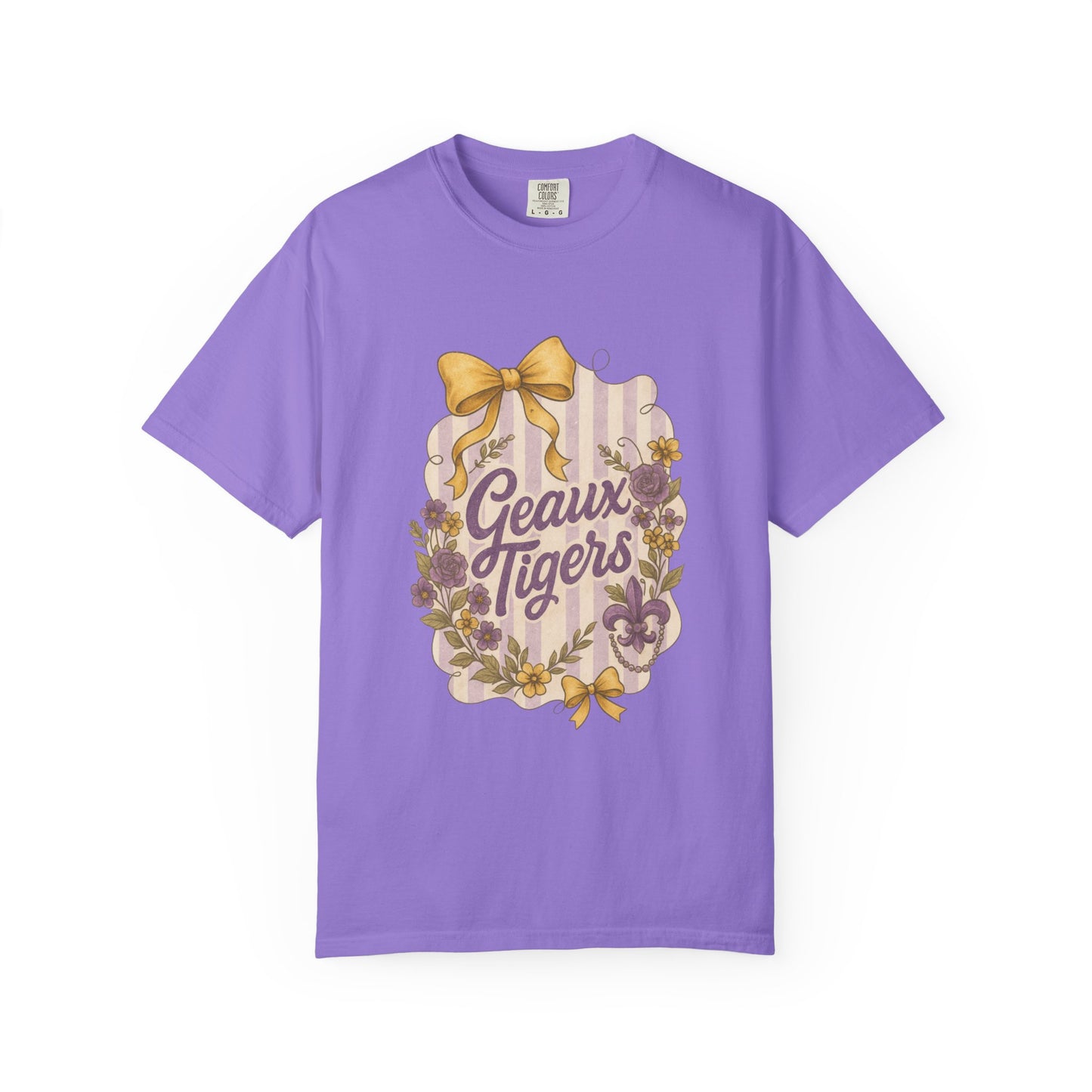 Geaux Tigers Floral T-Shirt, Unisex Casual Tee, Game Day Apparel, Spring Outfit, LSU Fan Gear