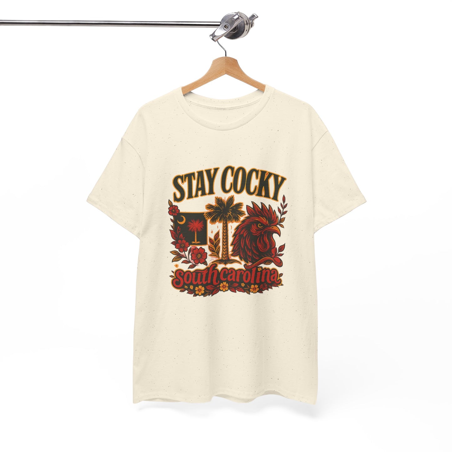 Stay Cocky Unisex Heavy Cotton Tee, Casual Graphic Tee, South Carolina Pride Shirt, Fun Vacation Wear, Perfect Gift for Gamecocks Fans