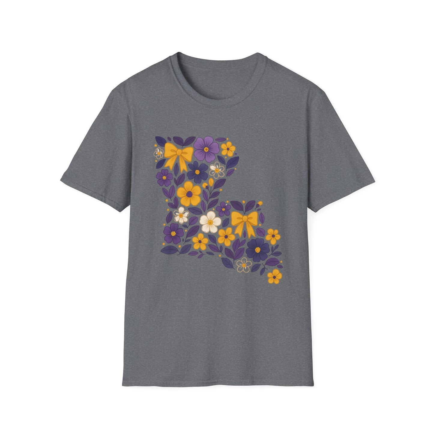 Louisiana Floral Graphic Tee, Casual Unisex T-Shirt, Spring Fashion, Gift for Nature Lovers, Summer Outfit, Southern Pride