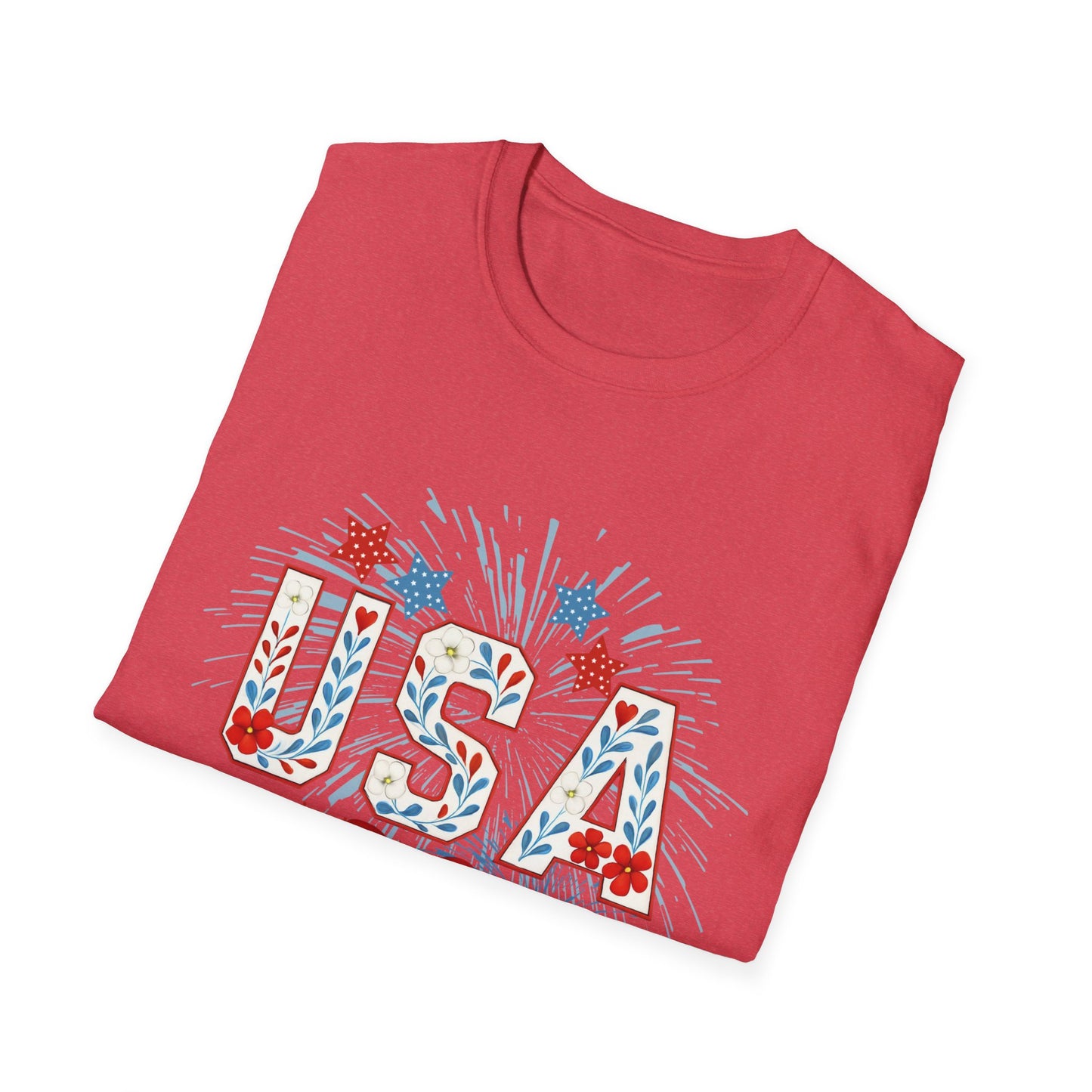 Patriotic USA Fireworks T-Shirt, 4th of July Tee, Unisex Graphic Shirt, Independence Day Apparel, Stars and Stripes Clothing