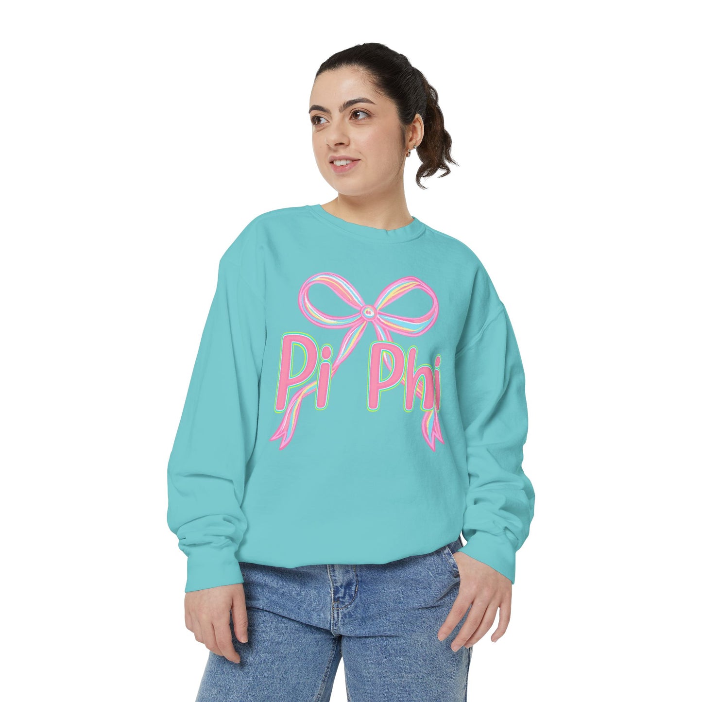 PiPhi Bow Unisex Sweatshirt, Cute Sorority Apparel, Comfortable Sweatshirt, Gift for Sorority Sisters, Soft Fashion Essentials