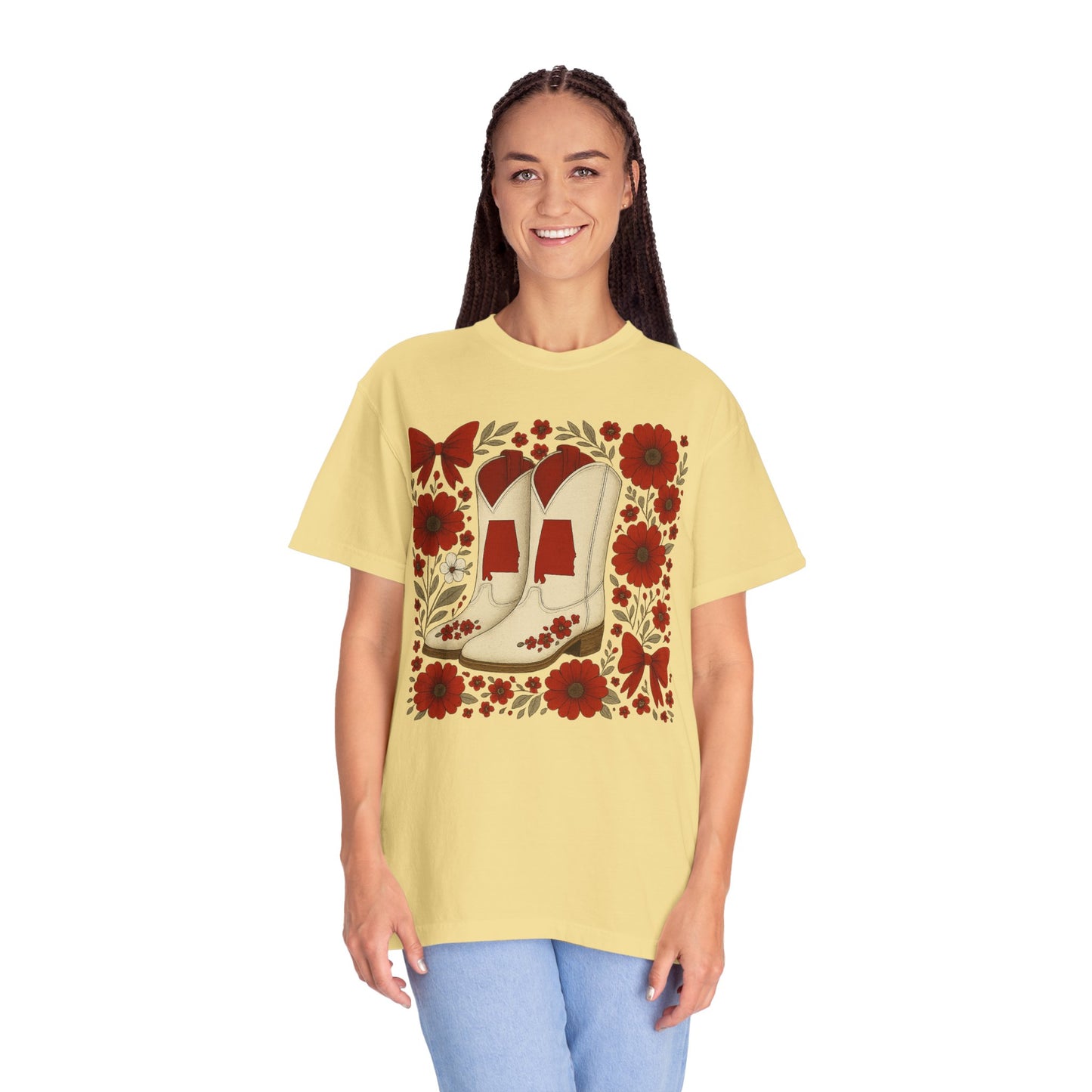 Vintage Cowboy Boots Floral Unisex T-shirt - Alabama Fan, Bama Game Day