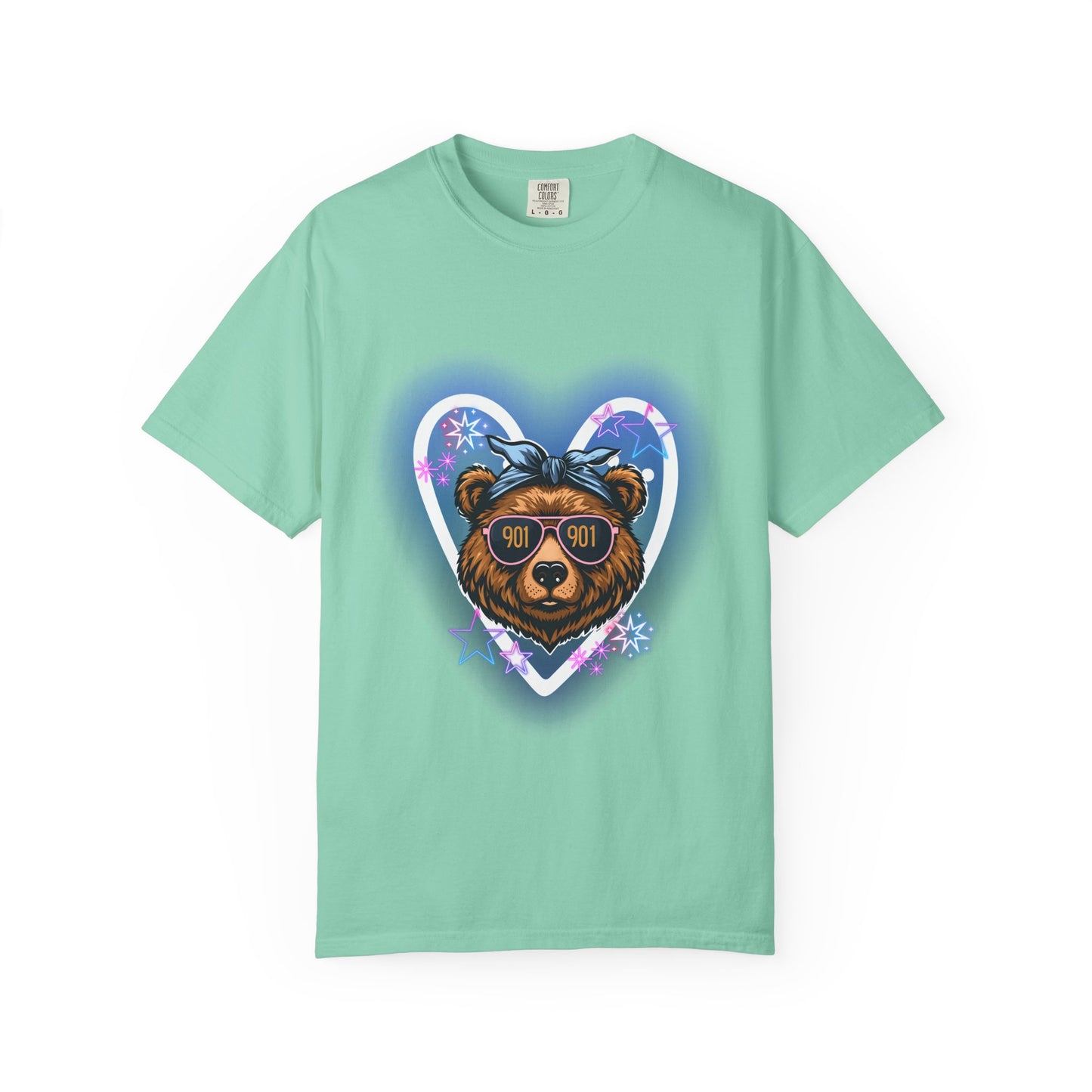 Neon Memphis Bear Graphic T-Shirt, Unisex Fashion Tee, Trendy Apparel, Memphis Grizz, 901 Memphis, Retro Design, Comfort Colors, Memphis Basketball Fan