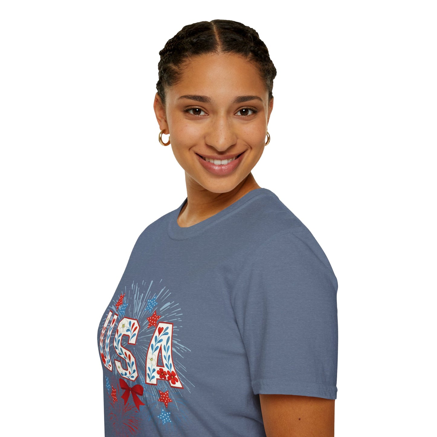 Patriotic USA Fireworks T-Shirt, 4th of July Tee, Unisex Graphic Shirt, Independence Day Apparel, Stars and Stripes Clothing