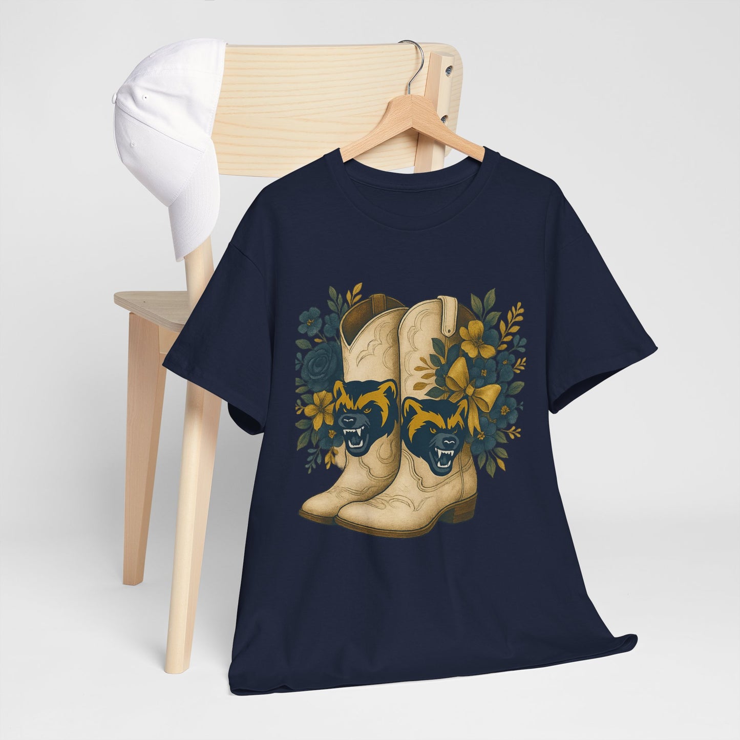 Graphic Tee - Michigan Wolverines Maize and Blue Country Chic Floral Cowboy Boots Vintage Style Shirt