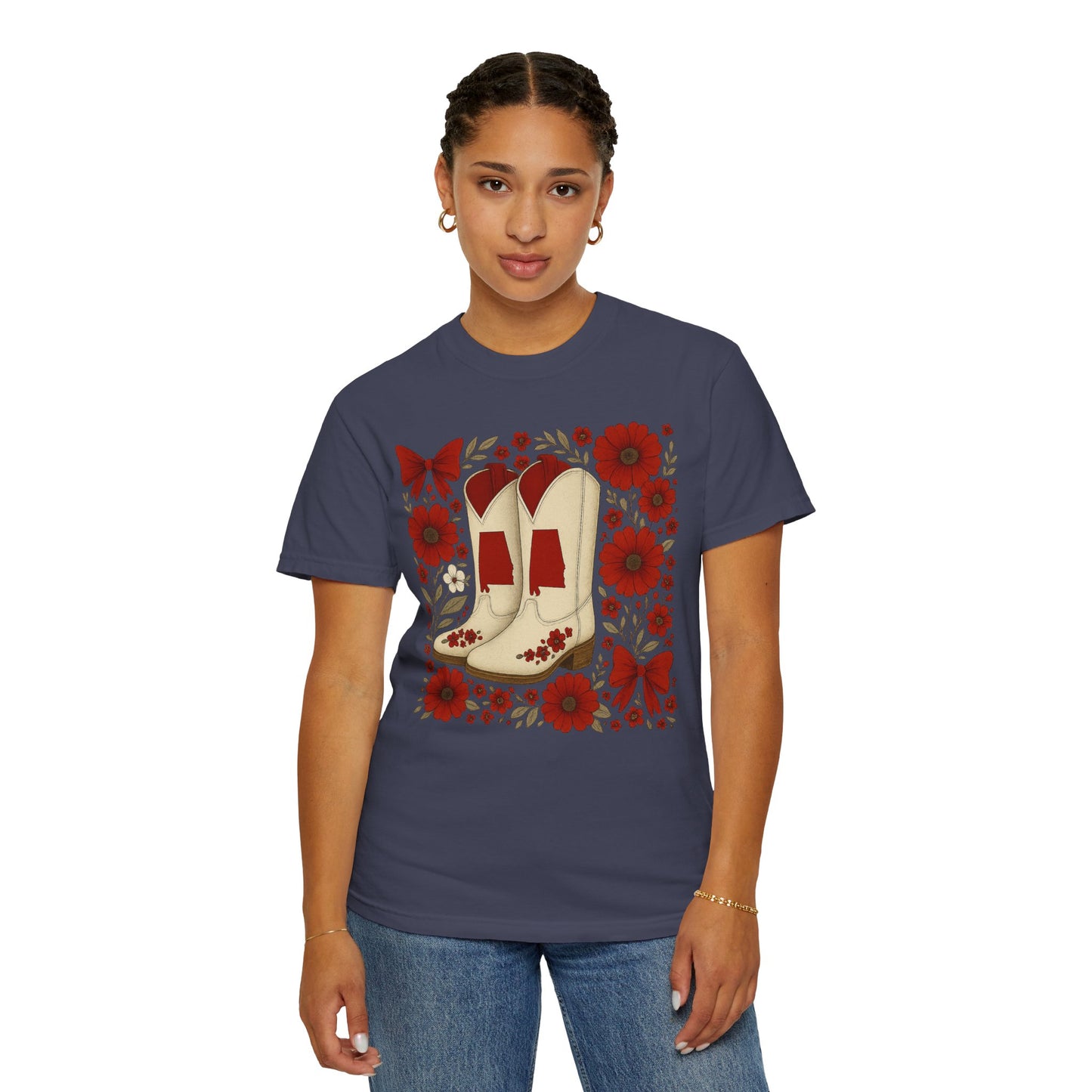 Vintage Cowboy Boots Floral Unisex T-shirt - Alabama Fan, Bama Game Day