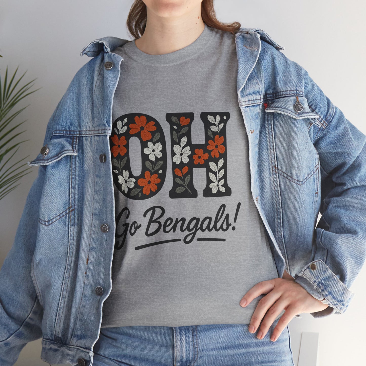 Bengals Floral Tee - Unisex Heavy Cotton