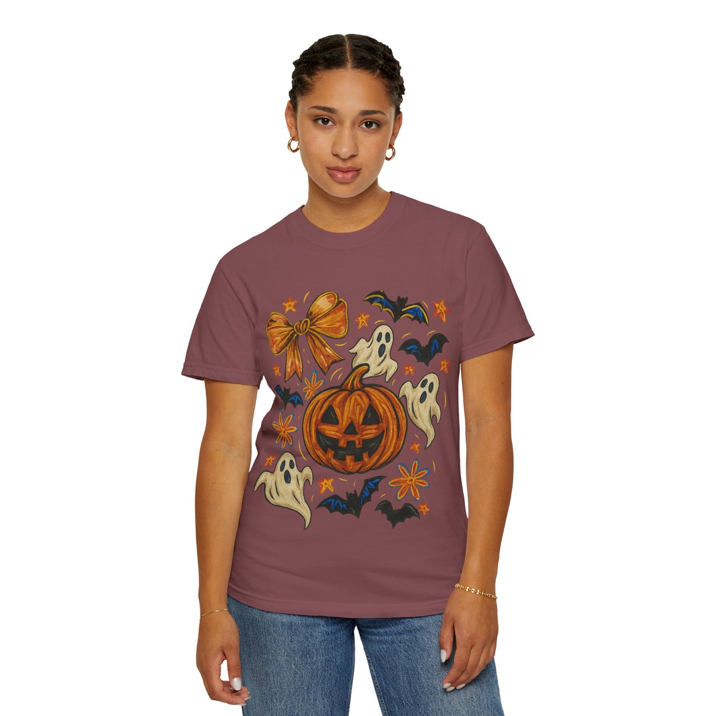 Halloween Ghost & Pumpkin T-shirt, Spooky Season Shirt, Fall Tee, Unisex Halloween Apparel, Ghostly Graphic Tee, Pumpkin Graphic Shirt