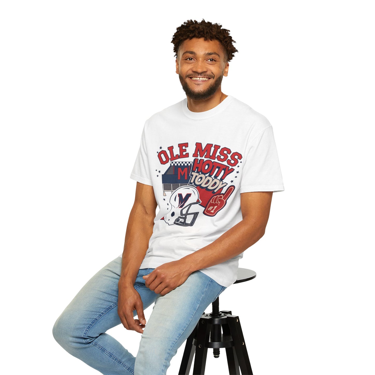 Ole Miss Hotty Toddy Unisex Garment-Dyed T-Shirt, College Sports Tee, Game Day Apparel, Tailgate Shirt, Fan Gear