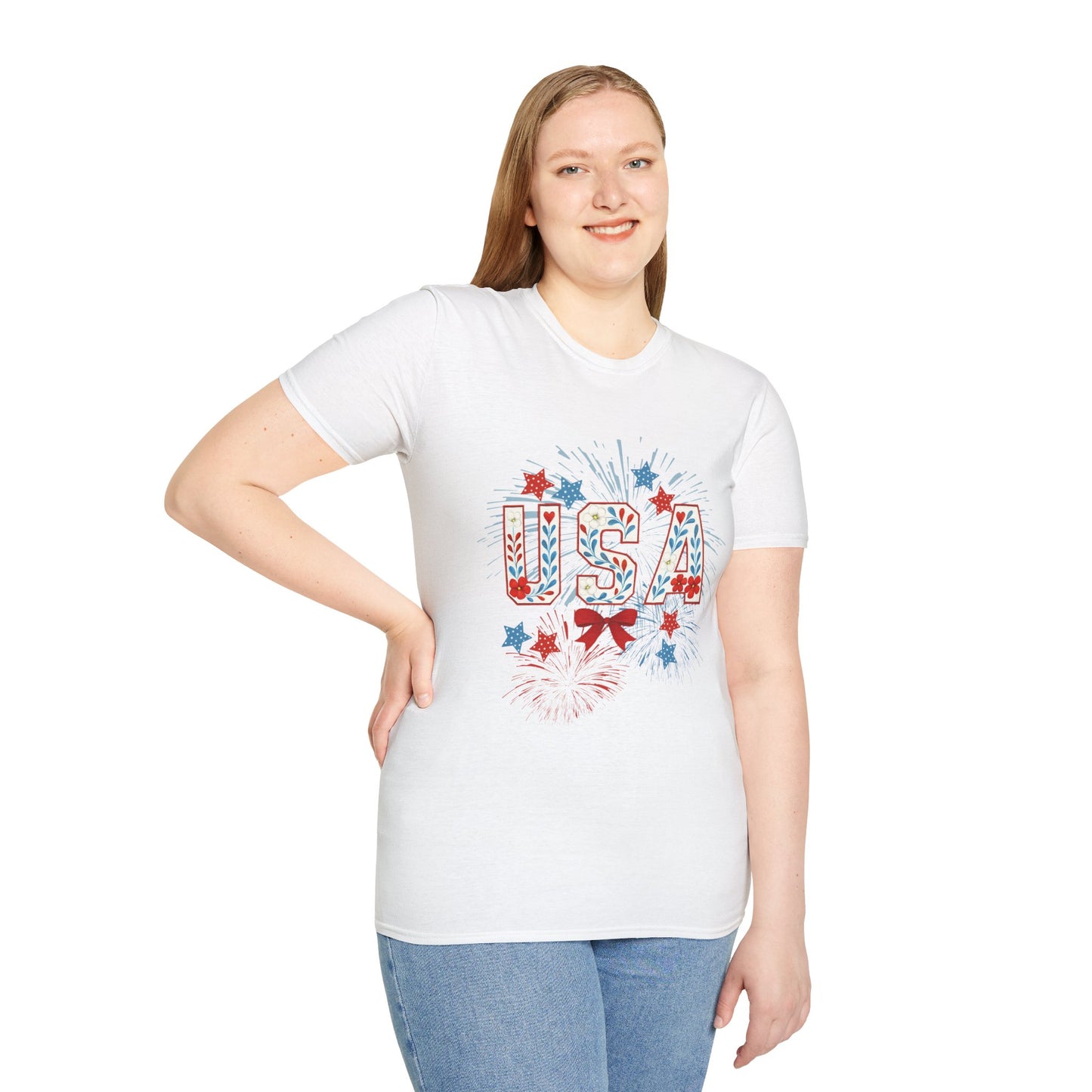 Patriotic USA Fireworks T-Shirt, 4th of July Tee, Unisex Graphic Shirt, Independence Day Apparel, Stars and Stripes Clothing