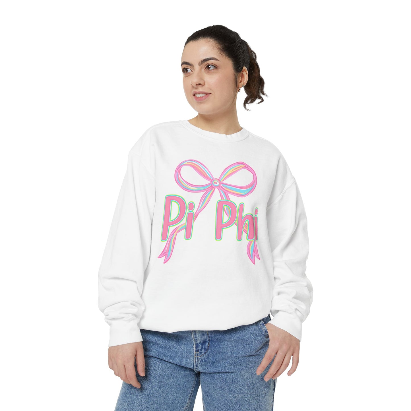 PiPhi Bow Unisex Sweatshirt, Cute Sorority Apparel, Comfortable Sweatshirt, Gift for Sorority Sisters, Soft Fashion Essentials