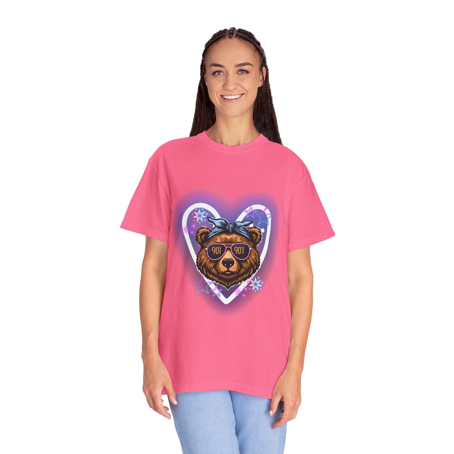 Neon Memphis Bear Graphic T-Shirt, Unisex Fashion Tee, Trendy Apparel, Memphis Grizz, 901 Memphis, Retro Design, Comfort Colors, Memphis Basketball Fan