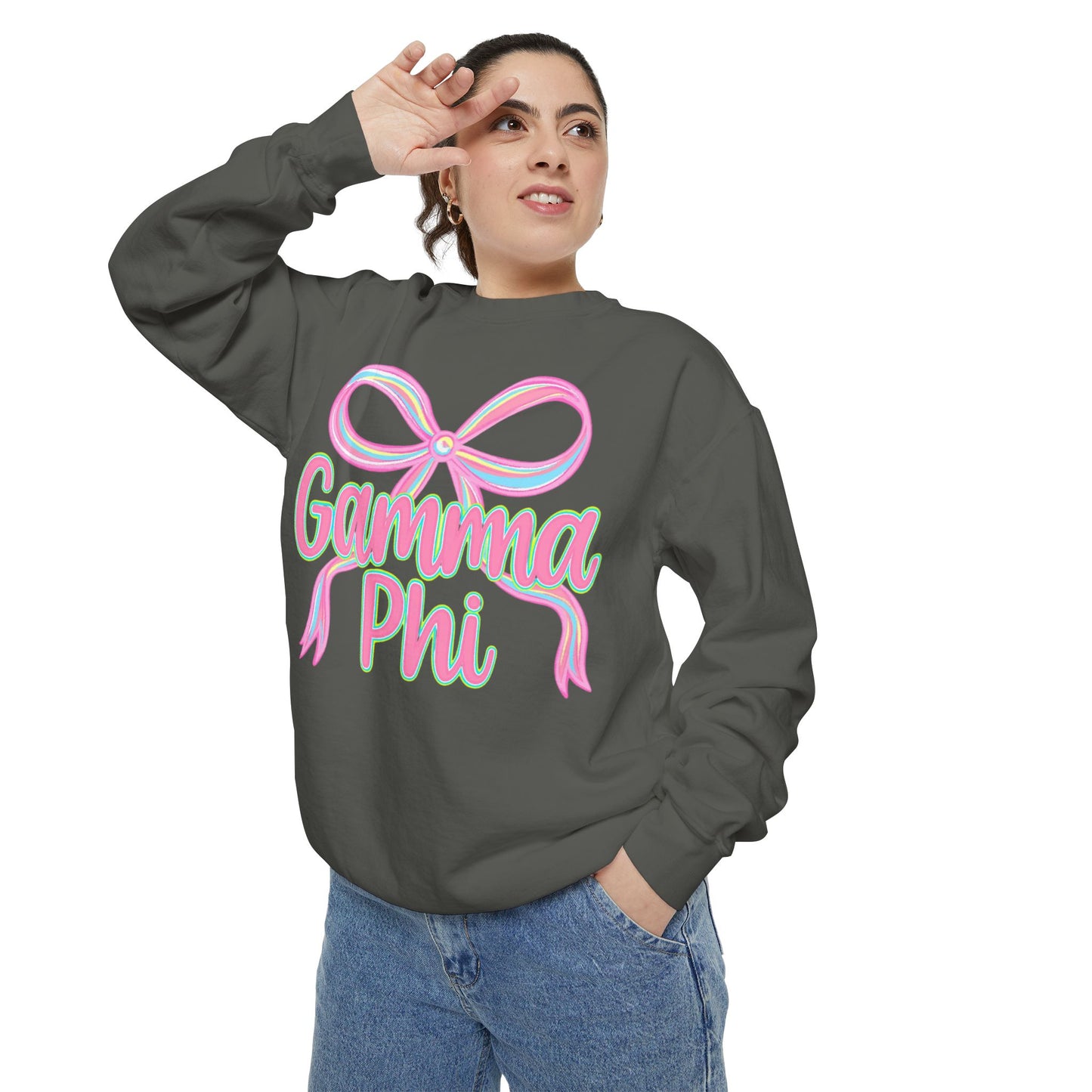 GammaPhi Garment-Dyed Sweatshirt | Cozy Sorority Sweatshirt, Unisex Apparel, Sorority Gift, Casual Wear, College Spirit Wear