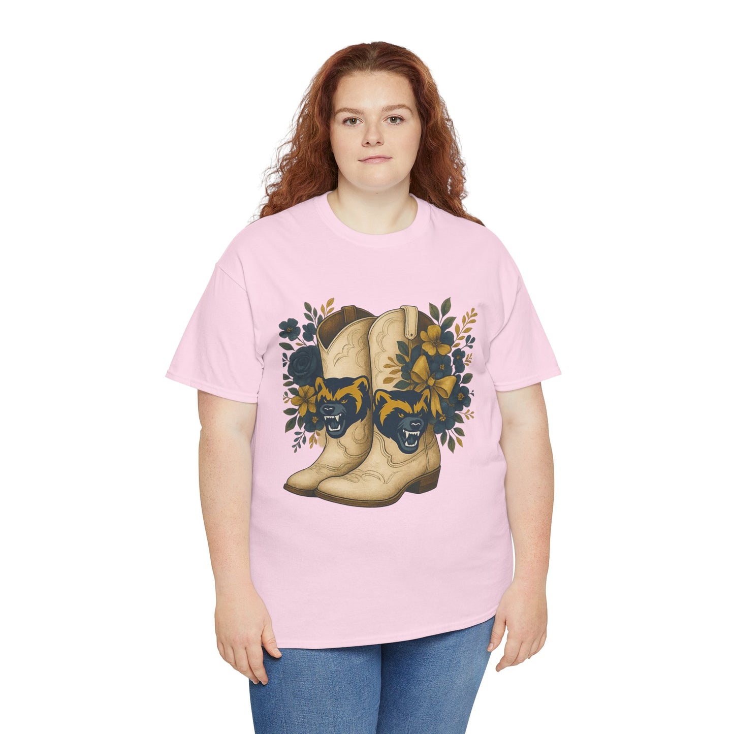 Graphic Tee - Michigan Wolverines Maize and Blue Country Chic Floral Cowboy Boots Vintage Style Shirt