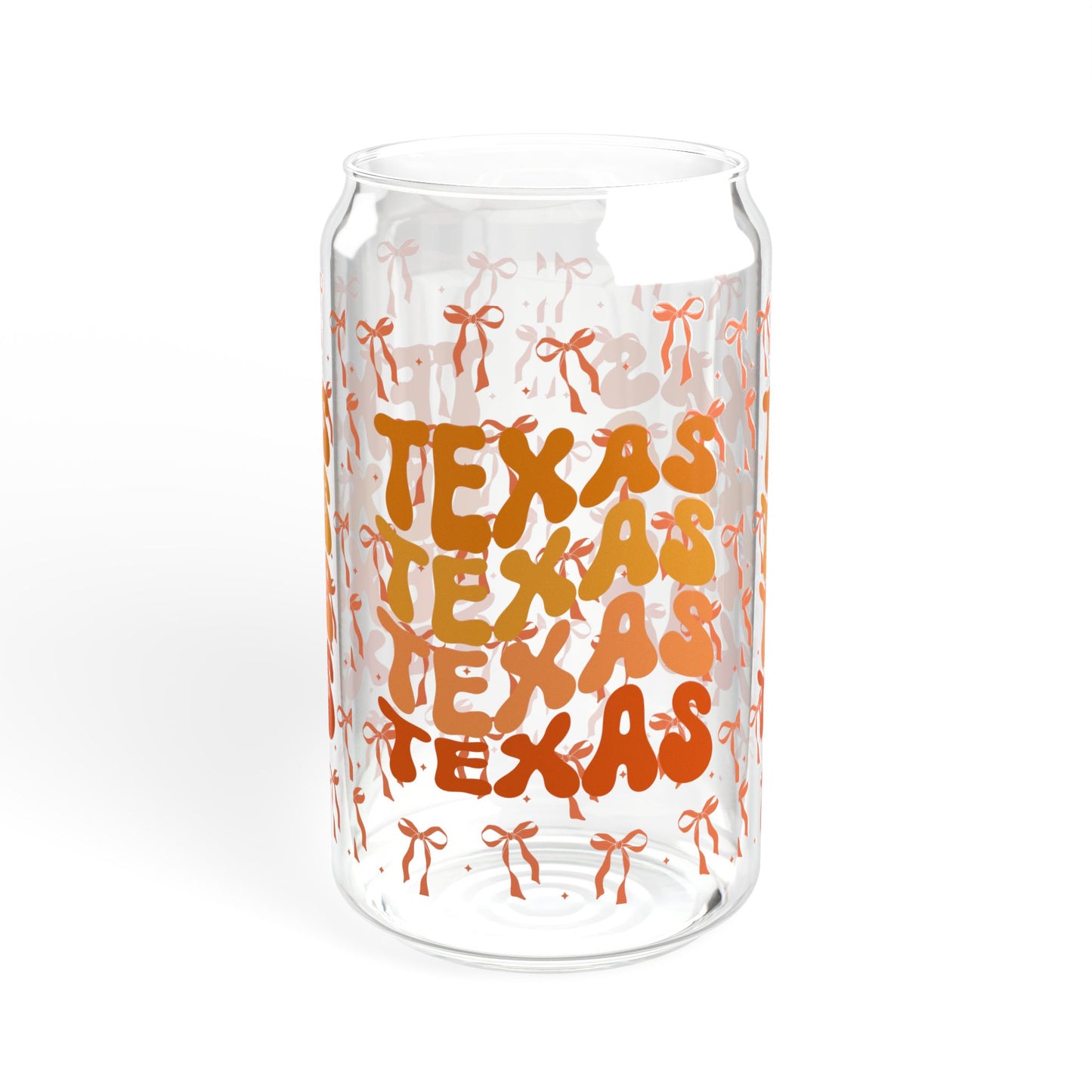 Coquette Bow Texas Sipper Glass, 16oz | Unique Glass Drinkware, Personalized Gift, Summer Party Essential, Texan Pride Mug, Longhorns, Graduation Gift