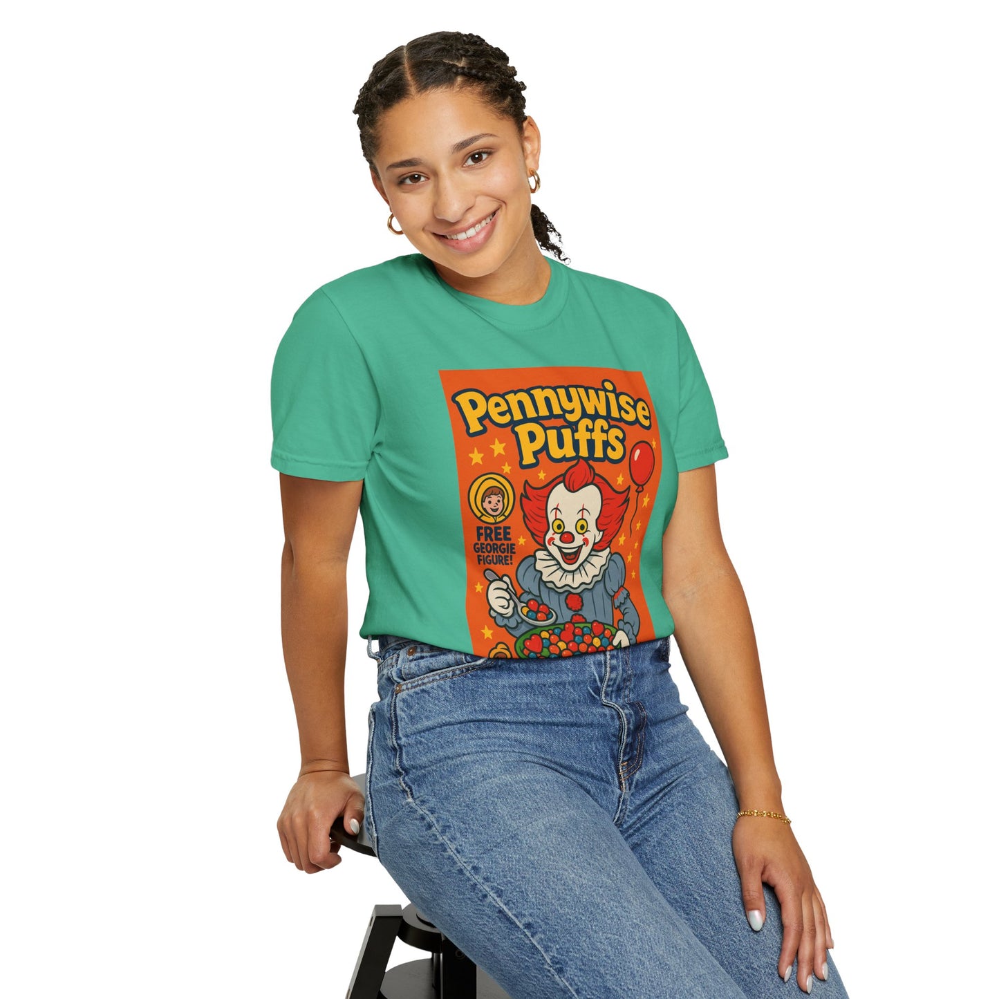 Pennywise Puffs T-Shirt | Unisex Graphic Tee for Horror Fans, Perfect for Halloween, Movie Nights, Gifts, Cosplay