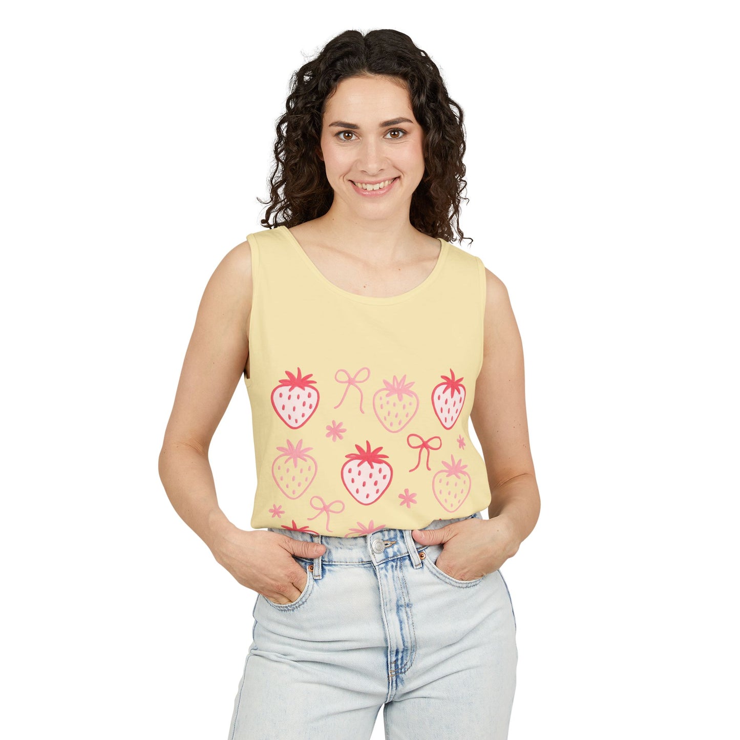 Strawberry Print Tank Top - Summer Vibes Beachwear