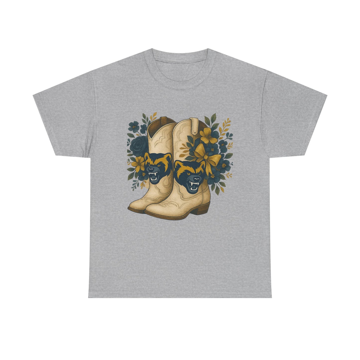 Graphic Tee - Michigan Wolverines Maize and Blue Country Chic Floral Cowboy Boots Vintage Style Shirt