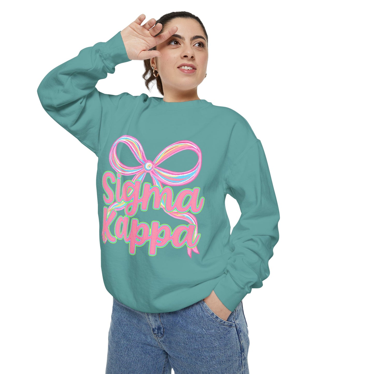 SigmaKappa Garment-Dyed Sweatshirt, Sorority Sweatshirt, College Apparel, Gift for Sorority Sisters, Cute Casual Wear