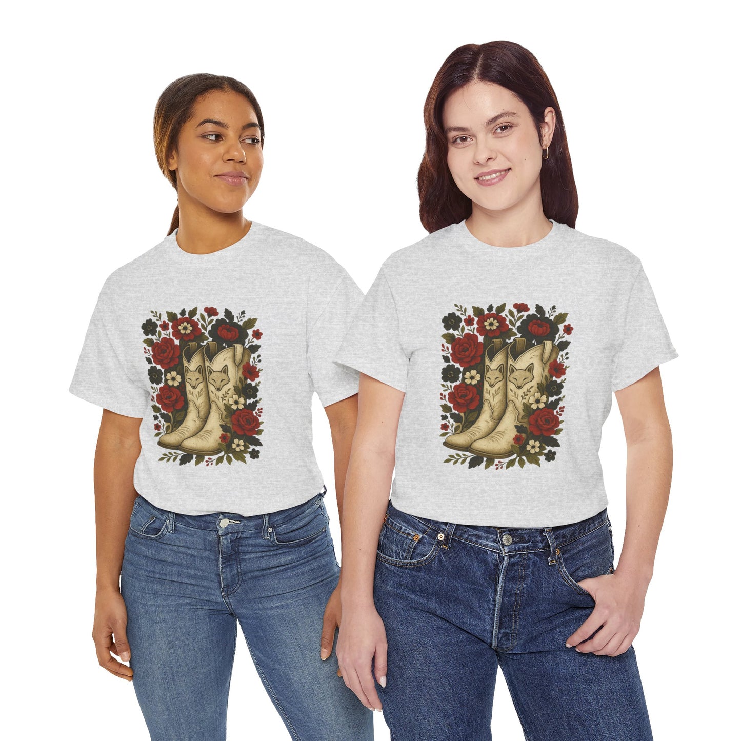 AR State Red Wolves Vintage Floral Cowboy Boots Tee