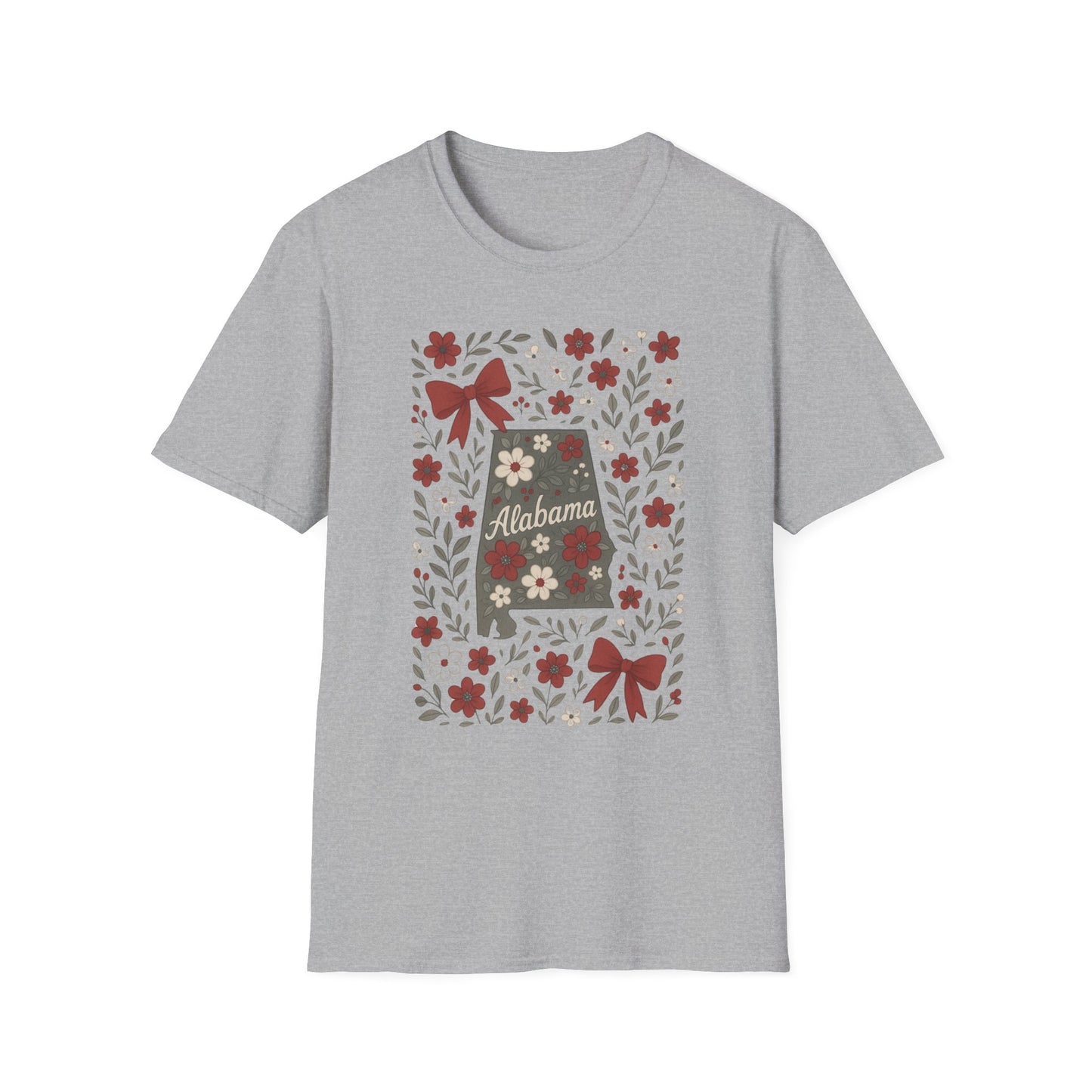 Alabama Floral Unisex T-Shirt, Southern Pride Shirt, Gift for Her, Travel Tee, Spring Apparel